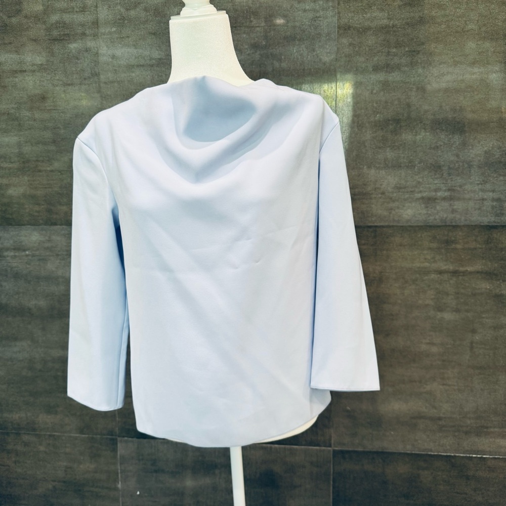 Emporio Armani Soft Blue Cowl Neck Blouse - Picture 14 of 14